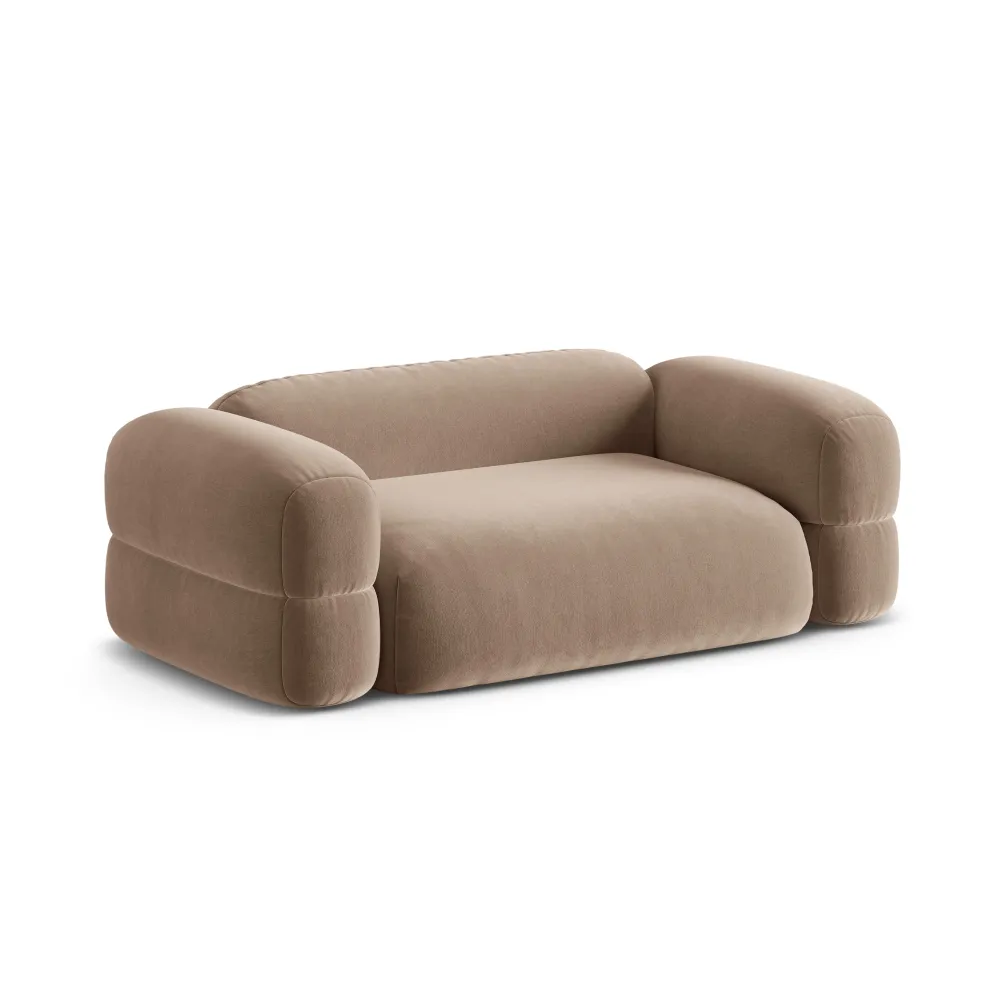 Sofa sametová 3-místná ROGER tmavě béžová