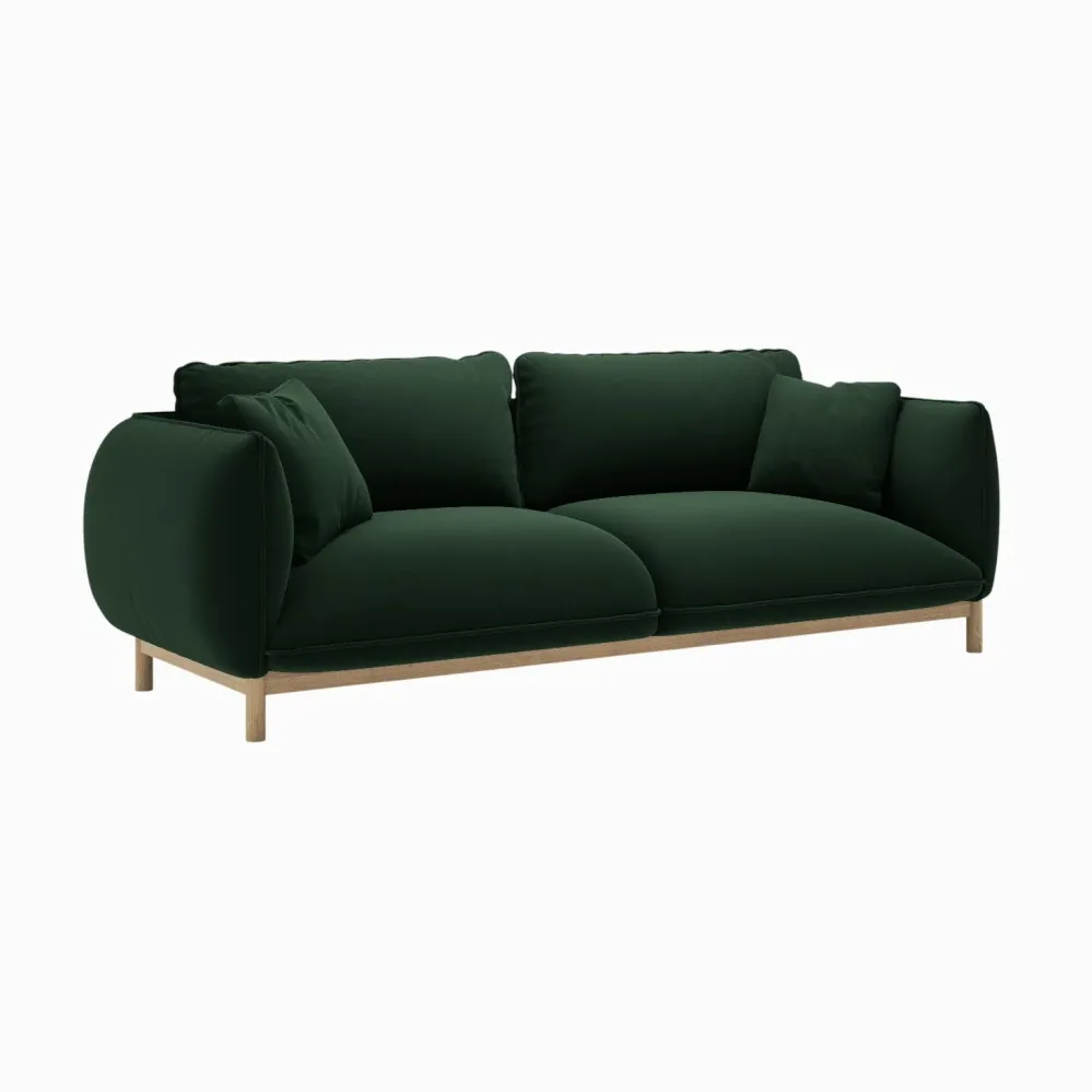Sofa sametová 3-osobová ADA lahvově zelená