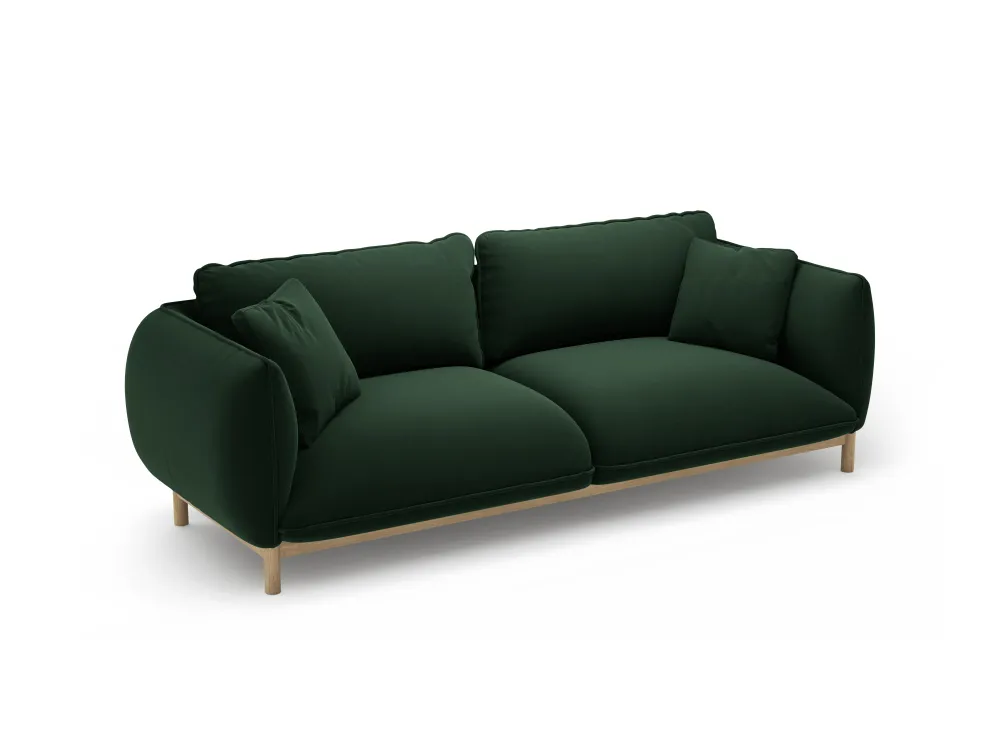 Sofa sametová 3-osobová ADA lahvově zelená