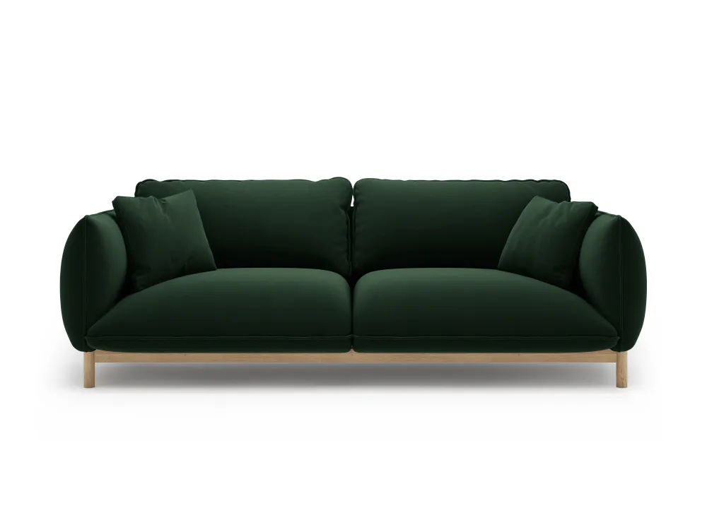 Sofa sametová 3-osobová ADA lahvově zelená