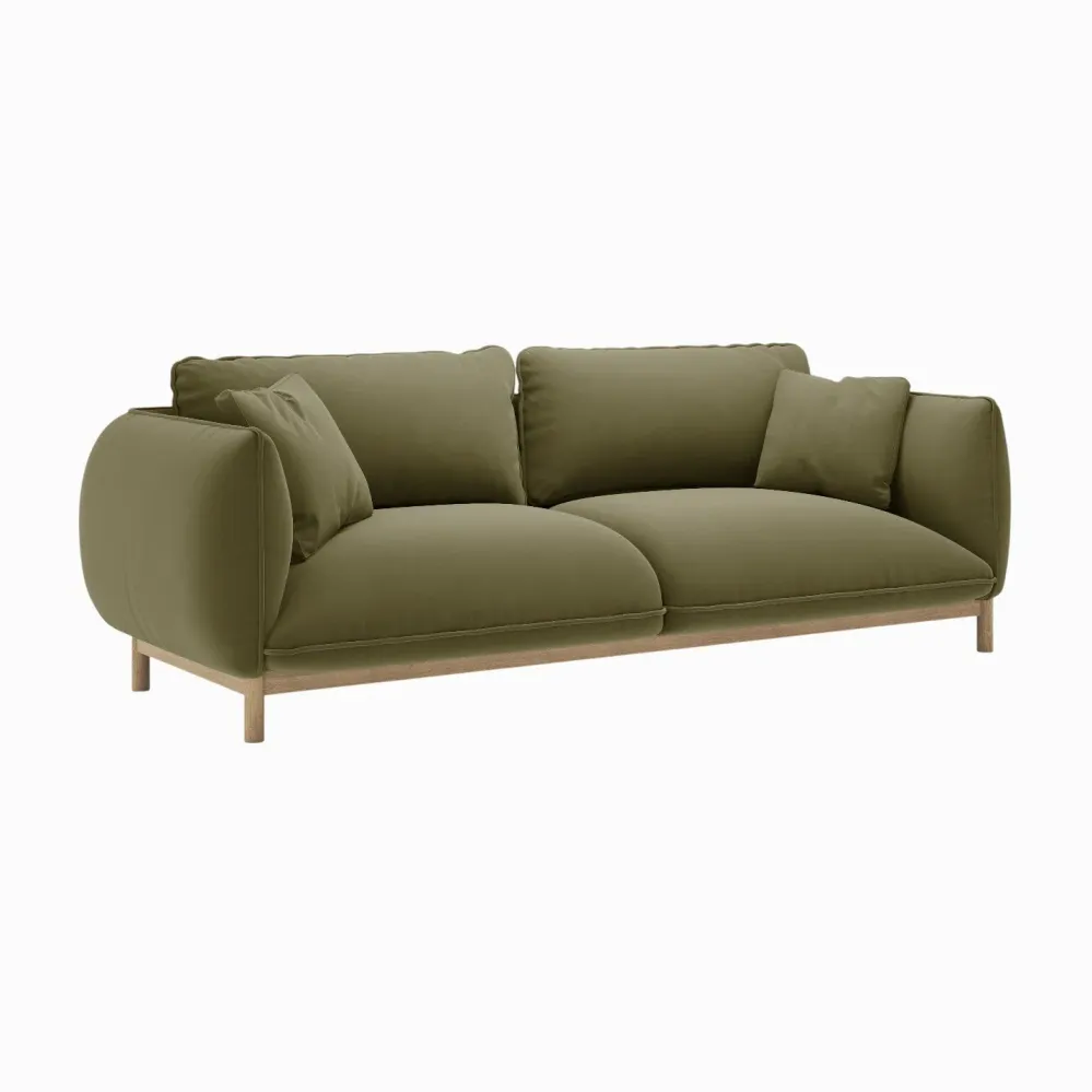 Sofa sametová 3-osobová ADA světle zelená