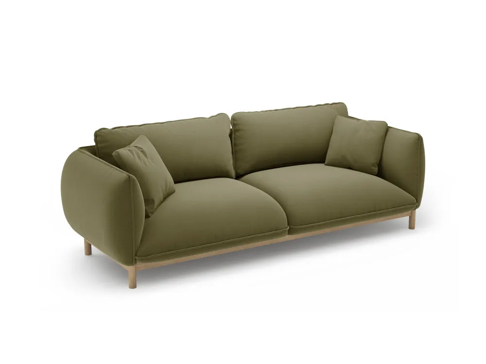 Sofa sametová 3-osobová ADA světle zelená