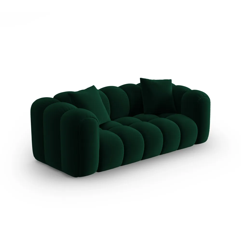 Sofa sametová 3-osobová ASTRO lahvově zelená