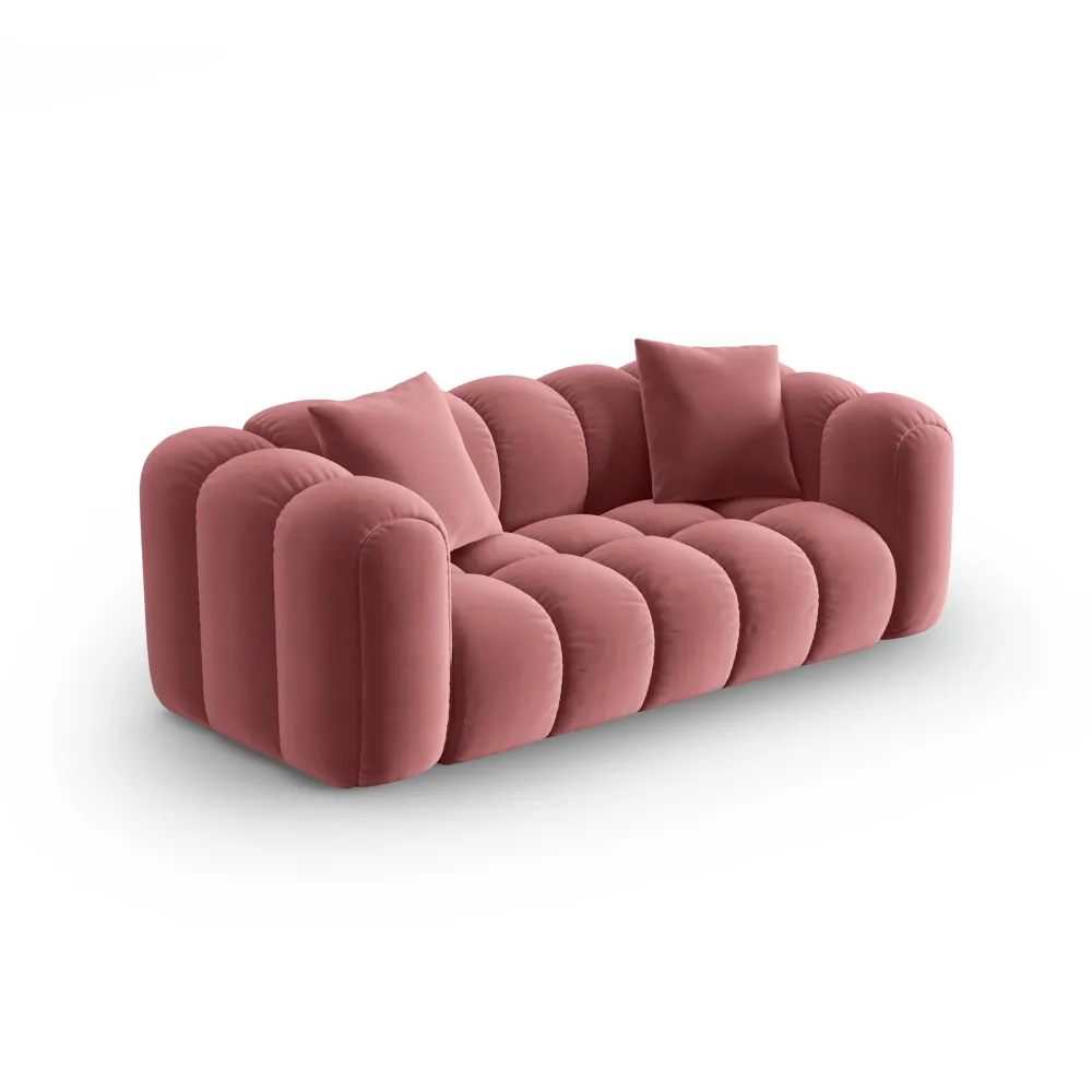 Sofa sametová 3-osobová ASTRO růžová
