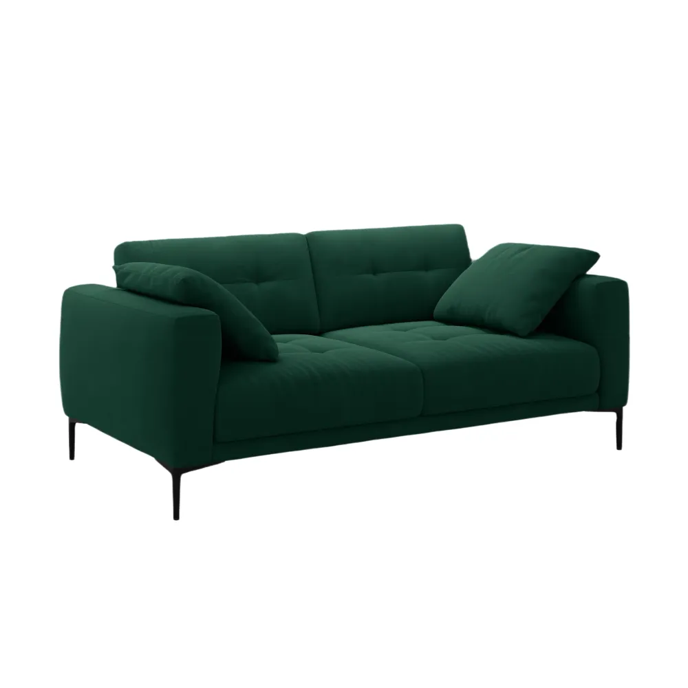 Sofa sametová 3-osobová BEMY lahvově zelená