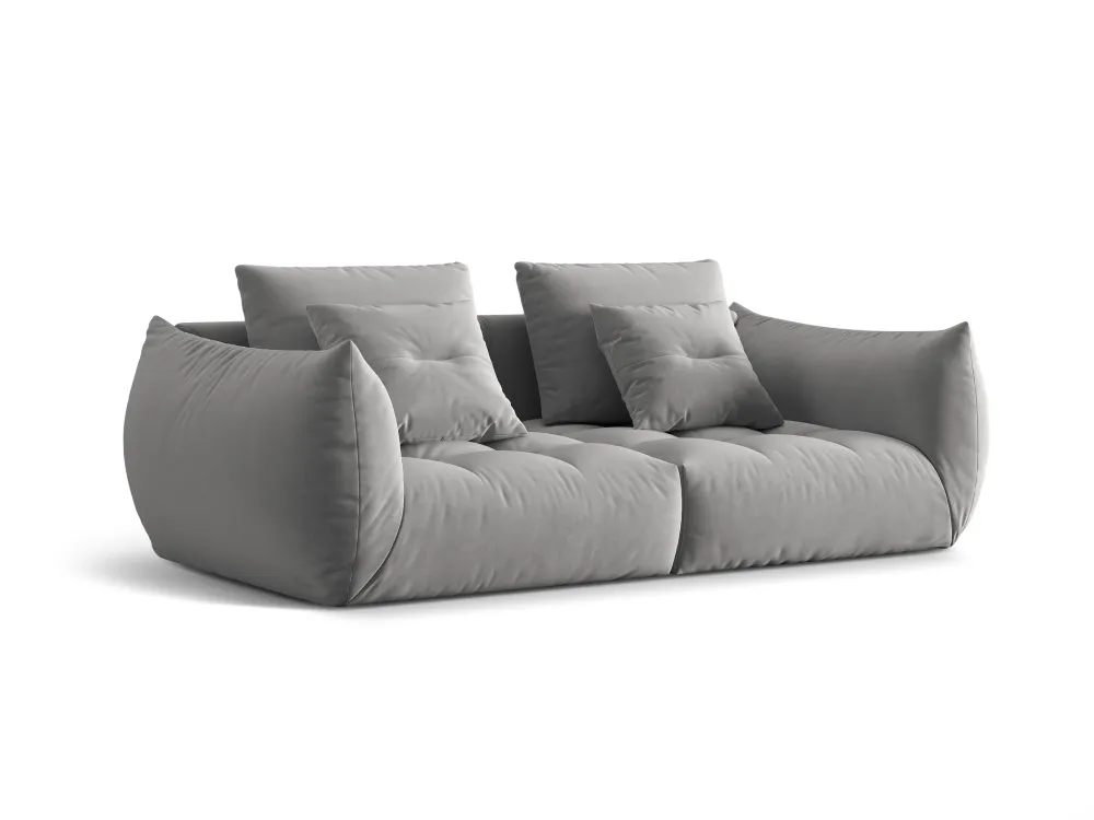 Sofa sametová 3-osobová BLOOM šedá