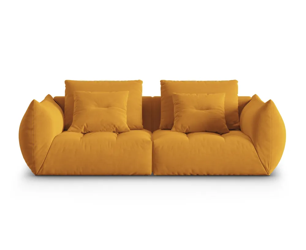 Sofa sametová 3-osobová BLOOM žlutá