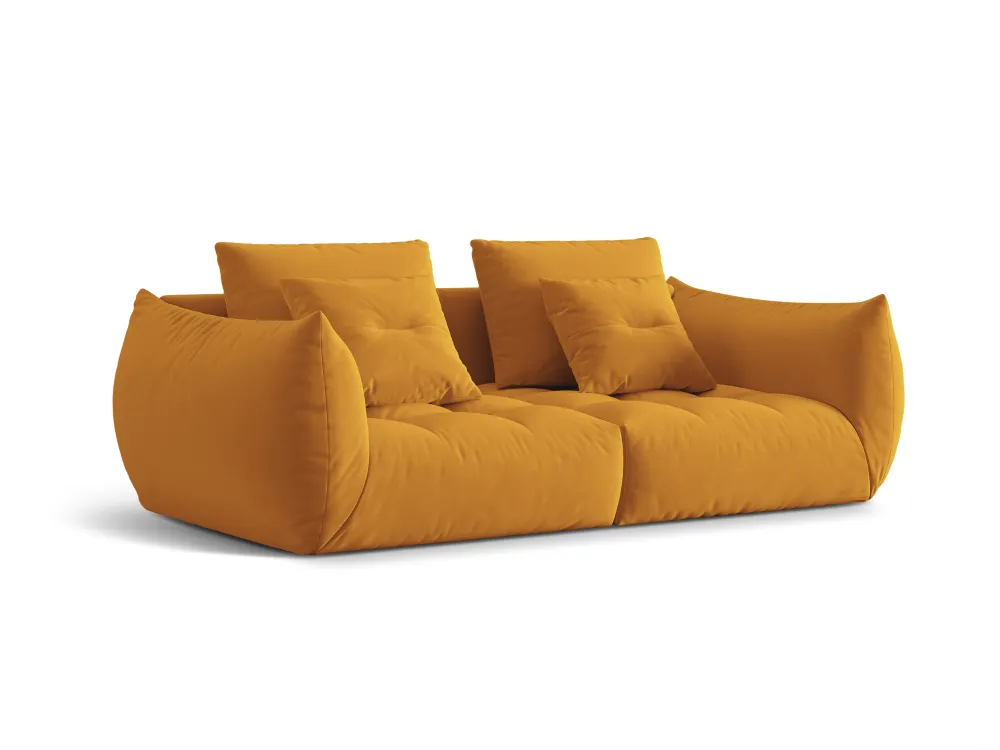Sofa sametová 3-osobová BLOOM žlutá