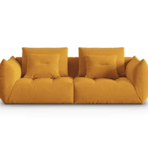 Sofa sametová 3-osobová BLOOM žlutá