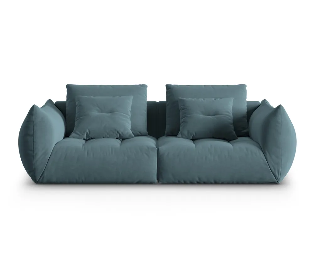 Sofa sametová 3-osobová BLOOM pastelově modrá