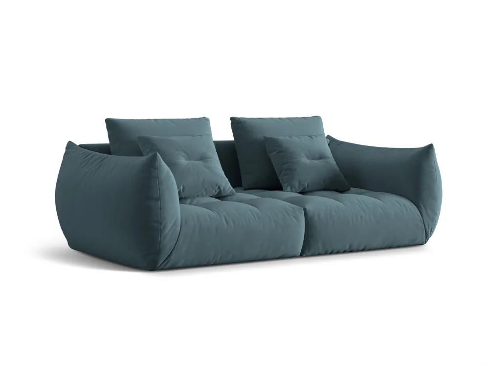 Sofa sametová 3-osobová BLOOM pastelově modrá