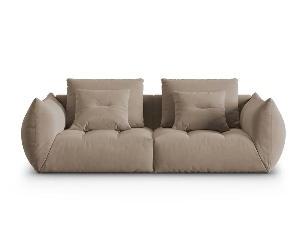 Sofa sametová 3-osobová BLOOM světle hnědá