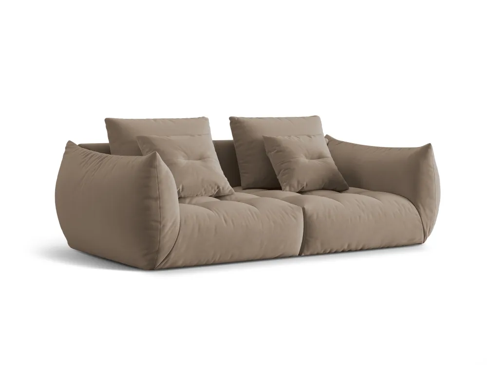 Sofa sametová 3-osobová BLOOM světle hnědá