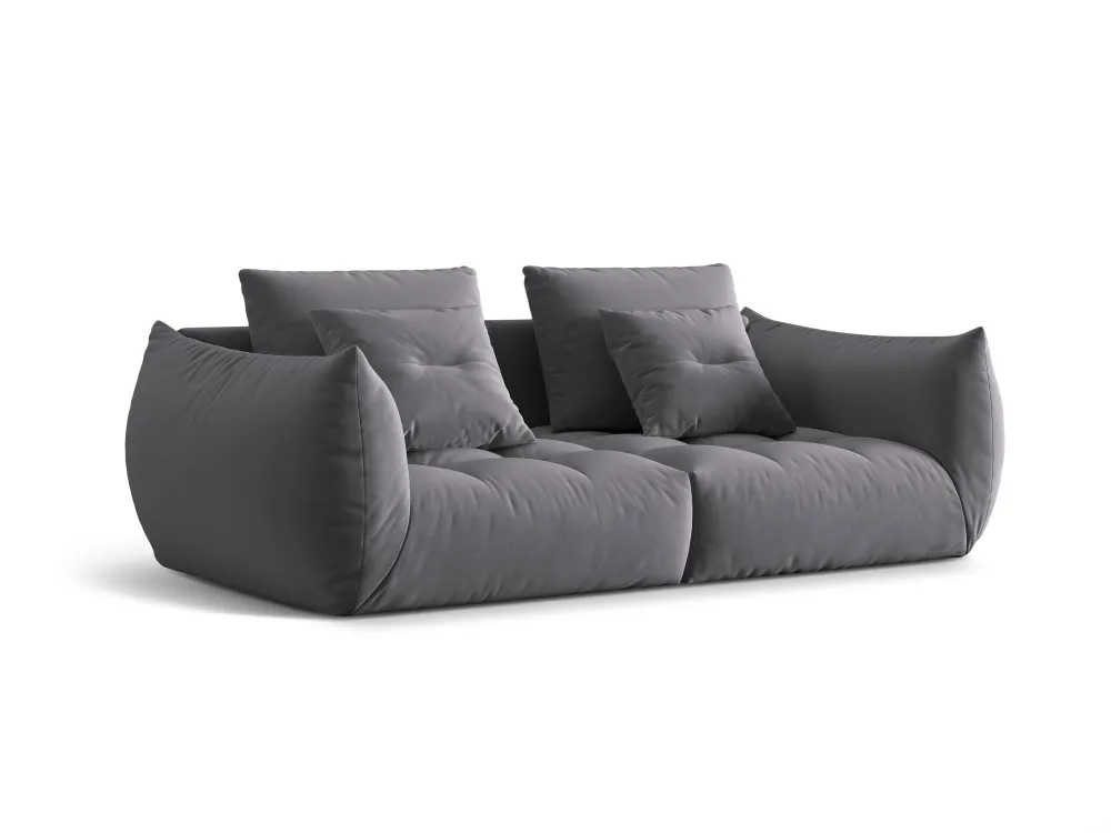Sofa sametová 3-osobová BLOOM tmavě šedá