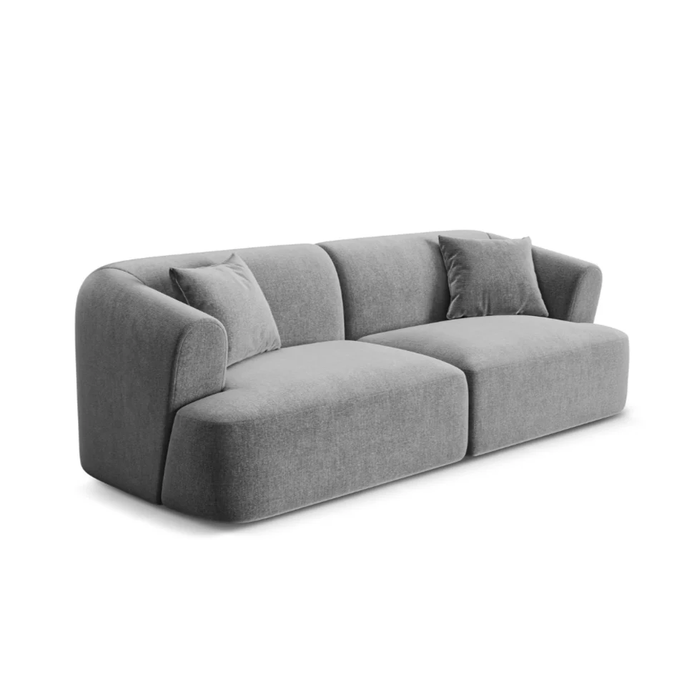 Sofa sametová 3-osobová CAMPI šedá