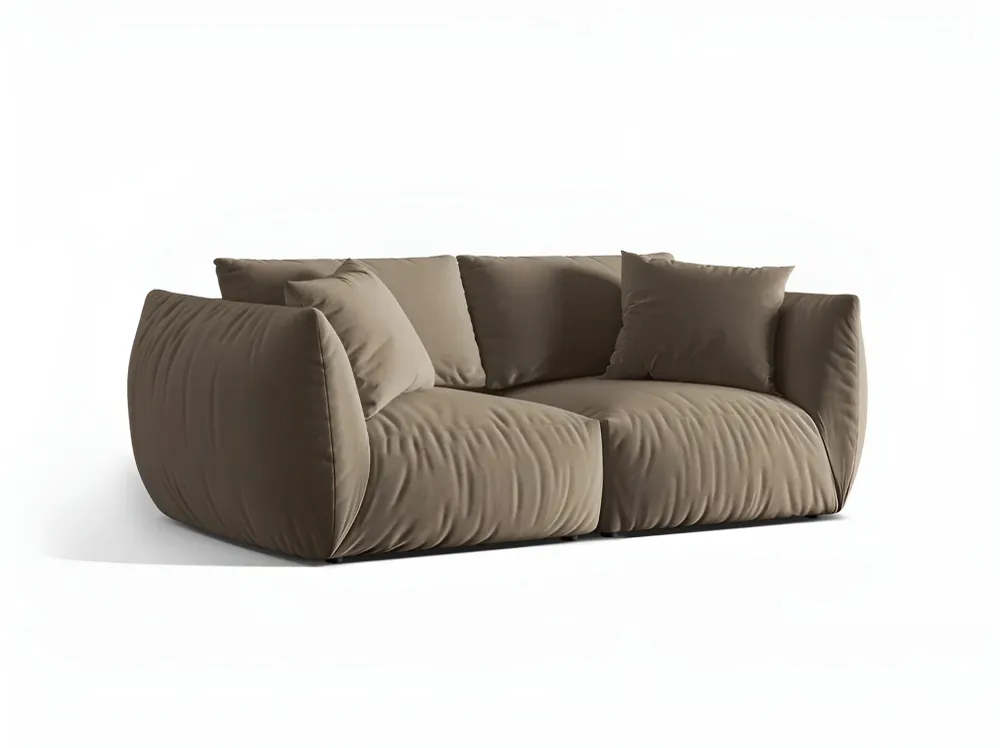 Sofa sametová 3-osobová CHRIS světle hnědá