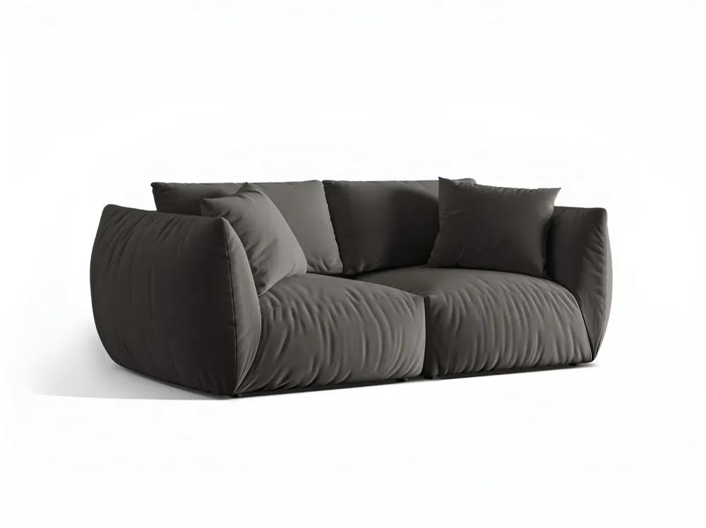 Sofa sametová 3-osobová CHRIS tmavě šedá