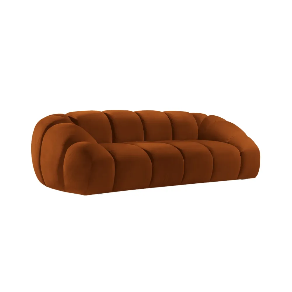 Sofa sametová 3-osobová DIANA terrakota