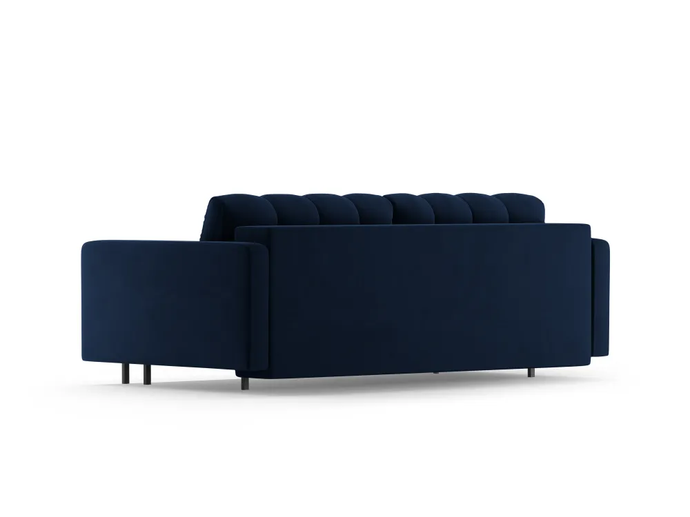 Sofa sametová 3-osobová s funkcí spaní BALI královská modrá s černým podstavcem