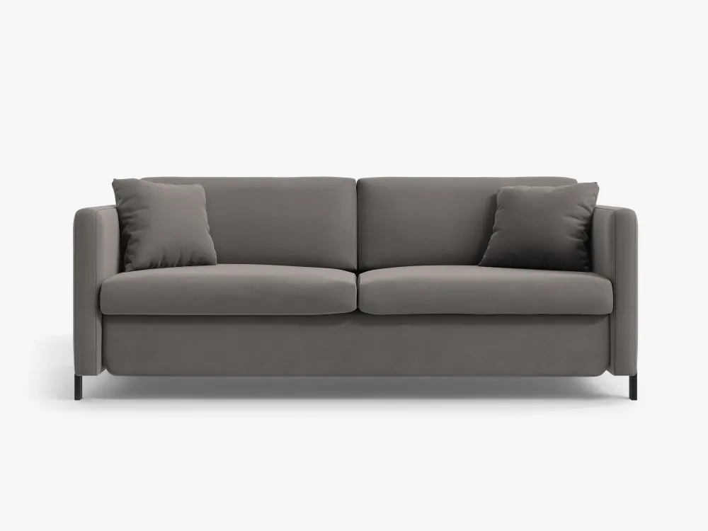 Sofa sametová 3-osobová s funkcí spaní GLORIA šedá