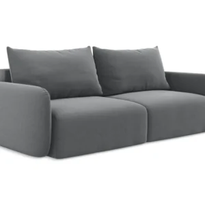 Sofa sametová 3-osobová s funkcí spaní KALENA ocelově šedá
