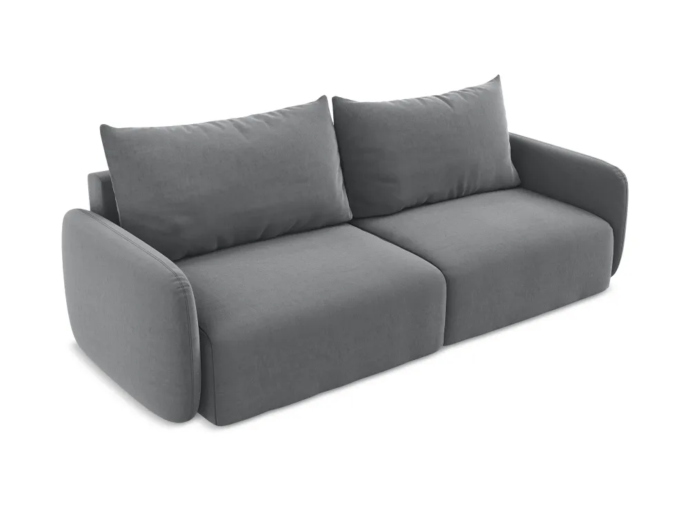 Sofa sametová 3-osobová s funkcí spaní KALENA ocelově šedá
