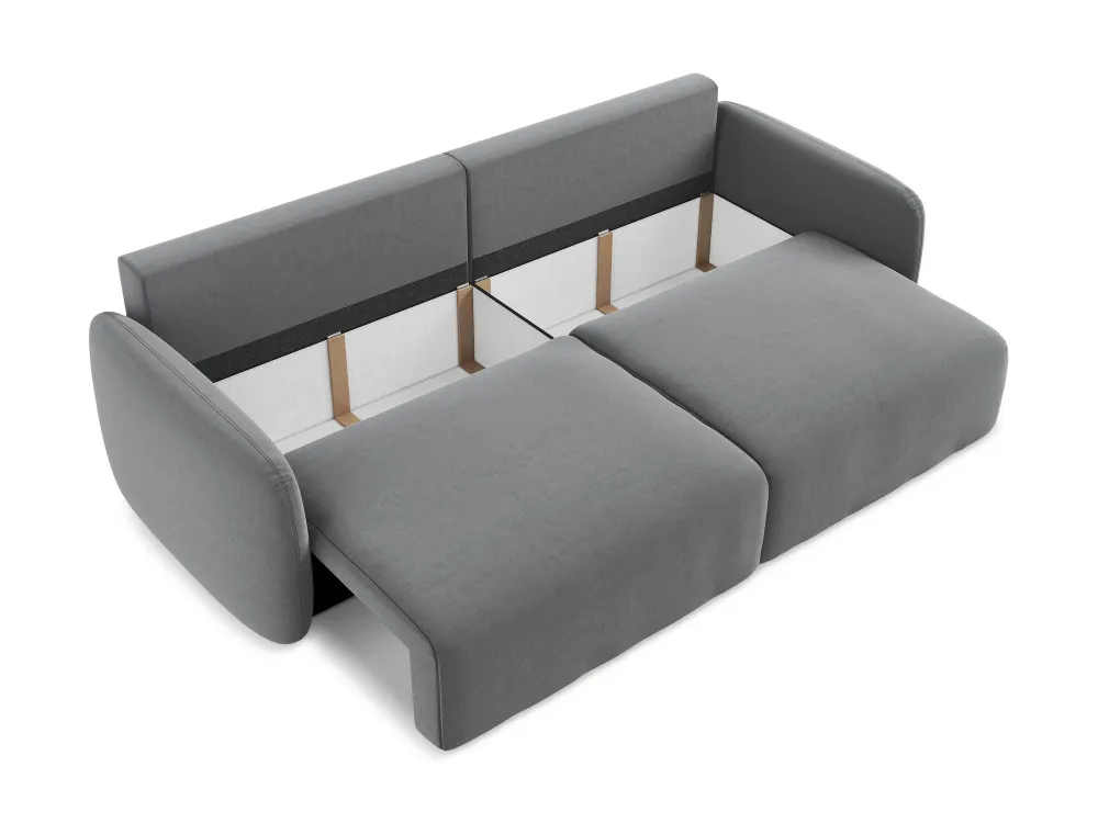 Sofa sametová 3-osobová s funkcí spaní KALENA ocelově šedá
