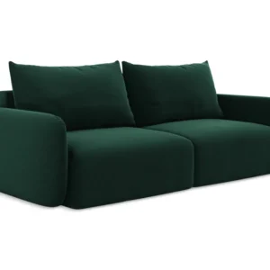 Sofa sametová 3-osobová s funkcí spaní KALENA lahvově zelená