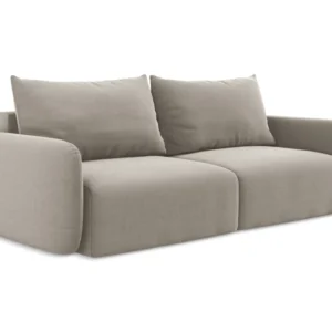 Sofa sametová 3-osobová s funkcí spaní KALENA taupe