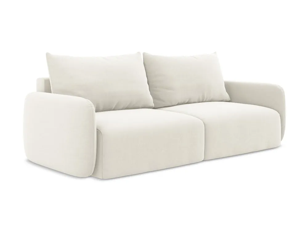 Sofa sametová 3-osobová s funkcí spaní KALENA světle béžová