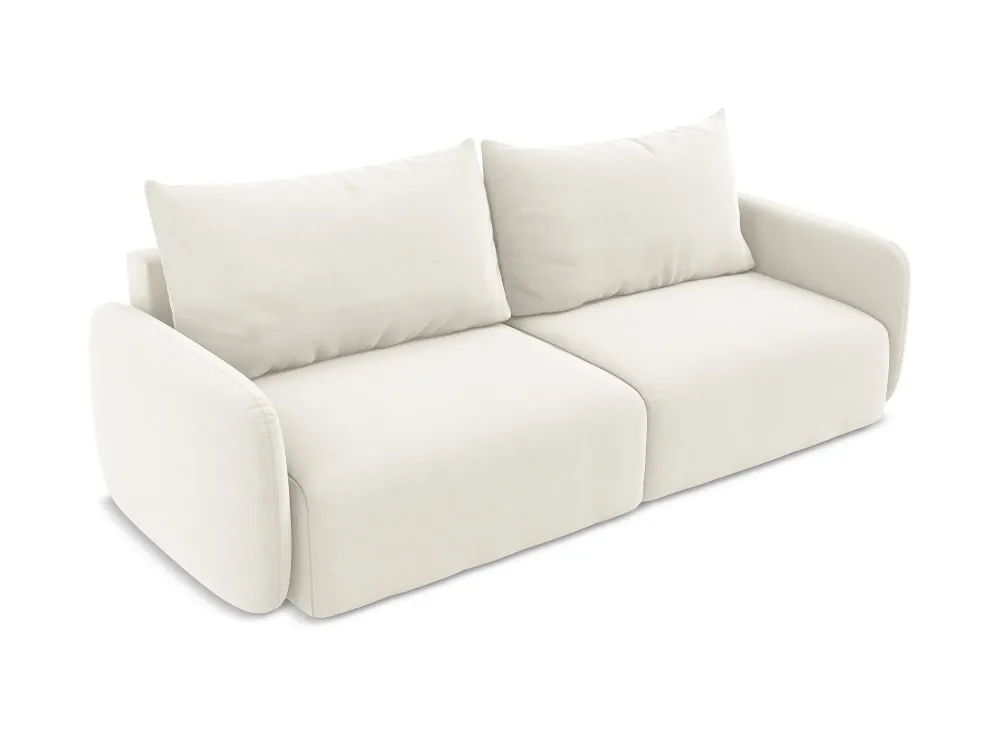 Sofa sametová 3-osobová s funkcí spaní KALENA světle béžová