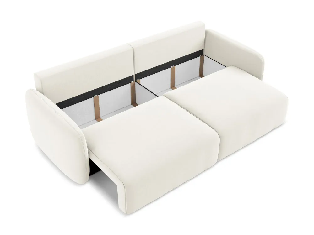 Sofa sametová 3-osobová s funkcí spaní KALENA světle béžová