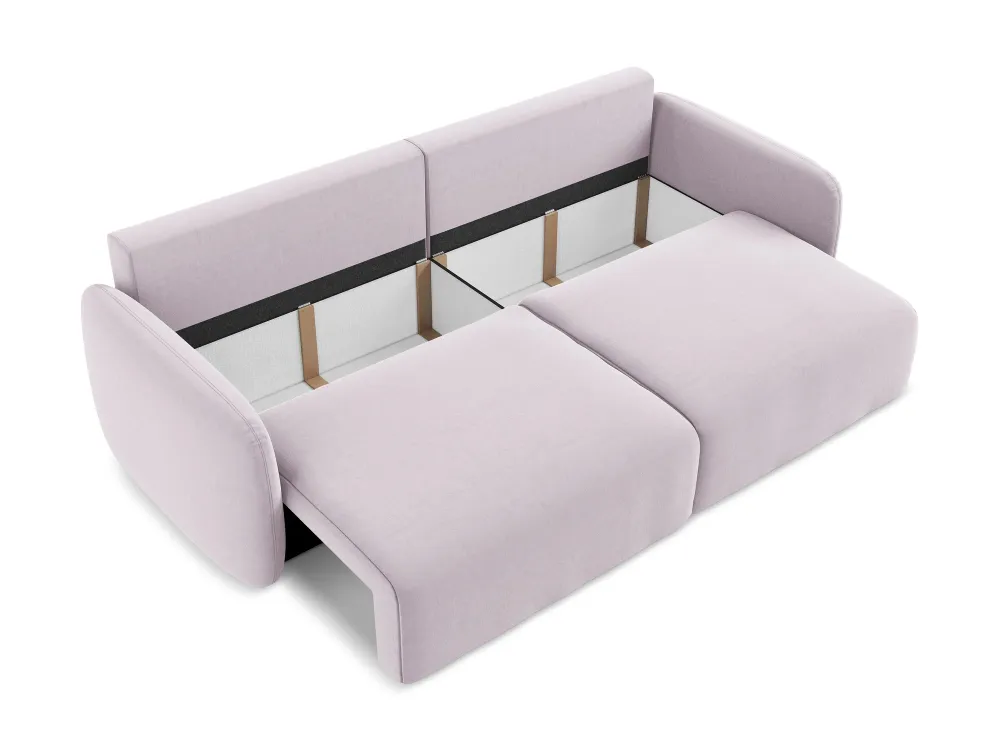 Sofa sametová 3-osobová s funkcí spaní KALENA levandulová
