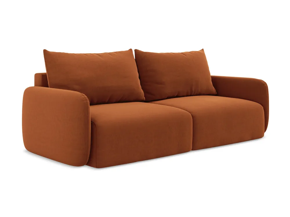 Sofa sametová 3-osobová s funkcí spaní KALENA terakota