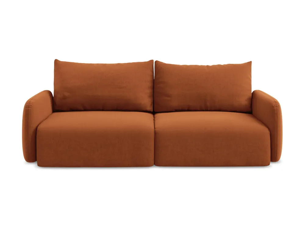Sofa sametová 3-osobová s funkcí spaní KALENA terakota