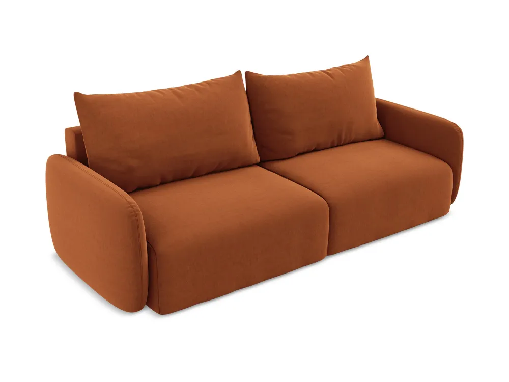 Sofa sametová 3-osobová s funkcí spaní KALENA terakota