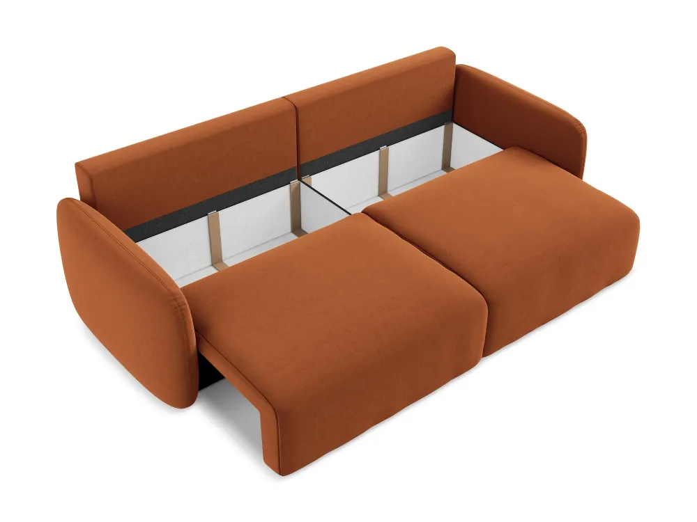 Sofa sametová 3-osobová s funkcí spaní KALENA terakota