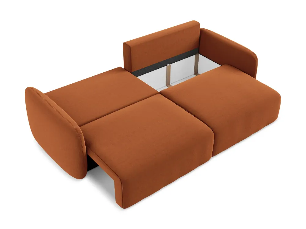 Sofa sametová 3-osobová s funkcí spaní KALENA terakota