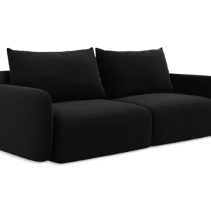 Sofa sametová 3-osobová s funkcí spaní KALENA černá