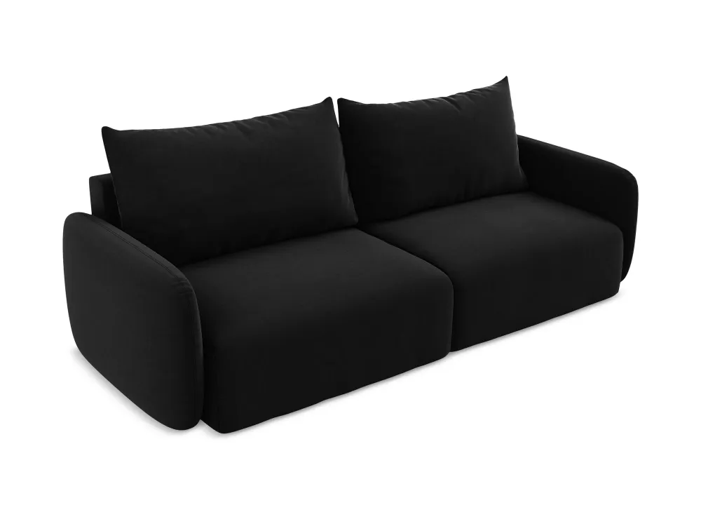 Sofa sametová 3-osobová s funkcí spaní KALENA černá