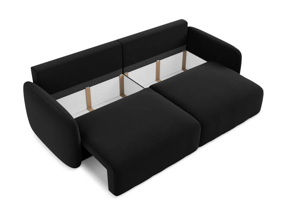 Sofa sametová 3-osobová s funkcí spaní KALENA černá
