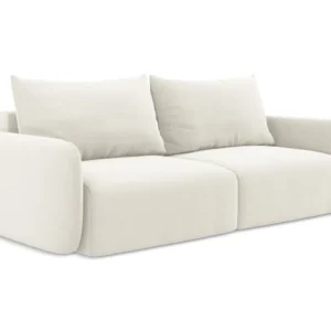 Sofa sametová 3-osobová s funkcí spaní KALENA světle béžová