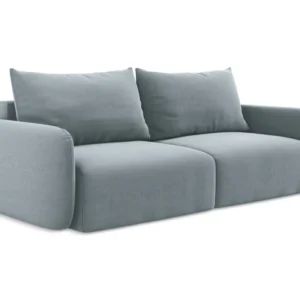 Sofa sametová 3-osobová s funkcí spaní KALENA světle modrá