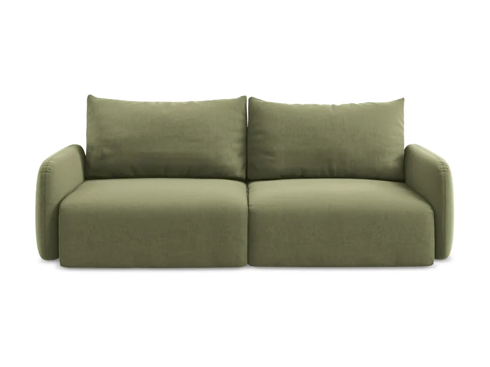 Sofa sametová 3-osobová s funkcí spaní KALENA olivová