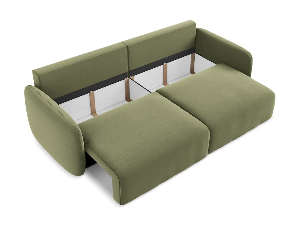 Sofa sametová 3-osobová s funkcí spaní KALENA olivová