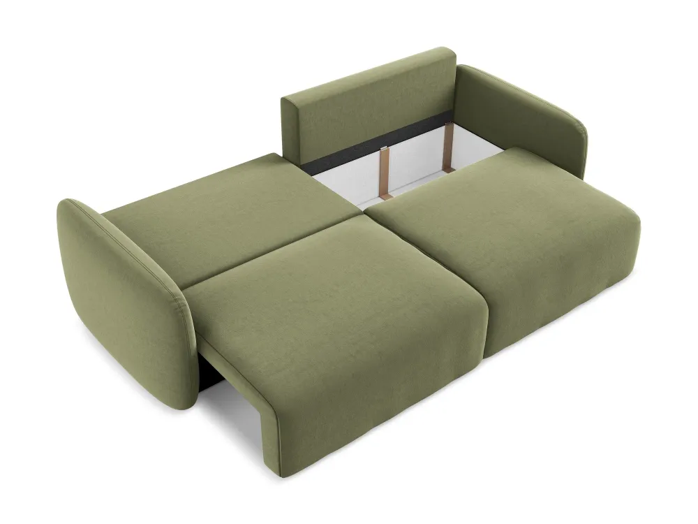 Sofa sametová 3-osobová s funkcí spaní KALENA olivová