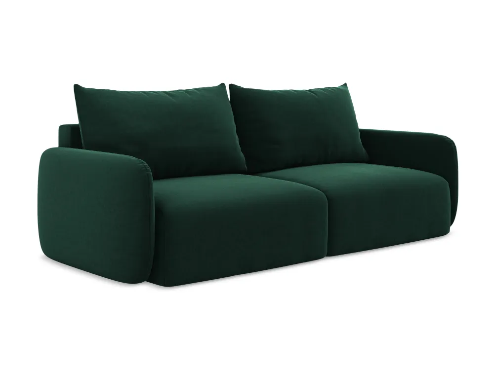 Sofa sametová 3-osobová s funkcí spaní KALENA lahvově zelená