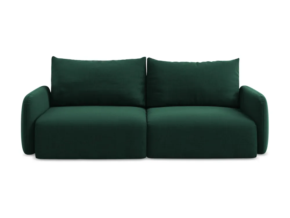 Sofa sametová 3-osobová s funkcí spaní KALENA lahvově zelená