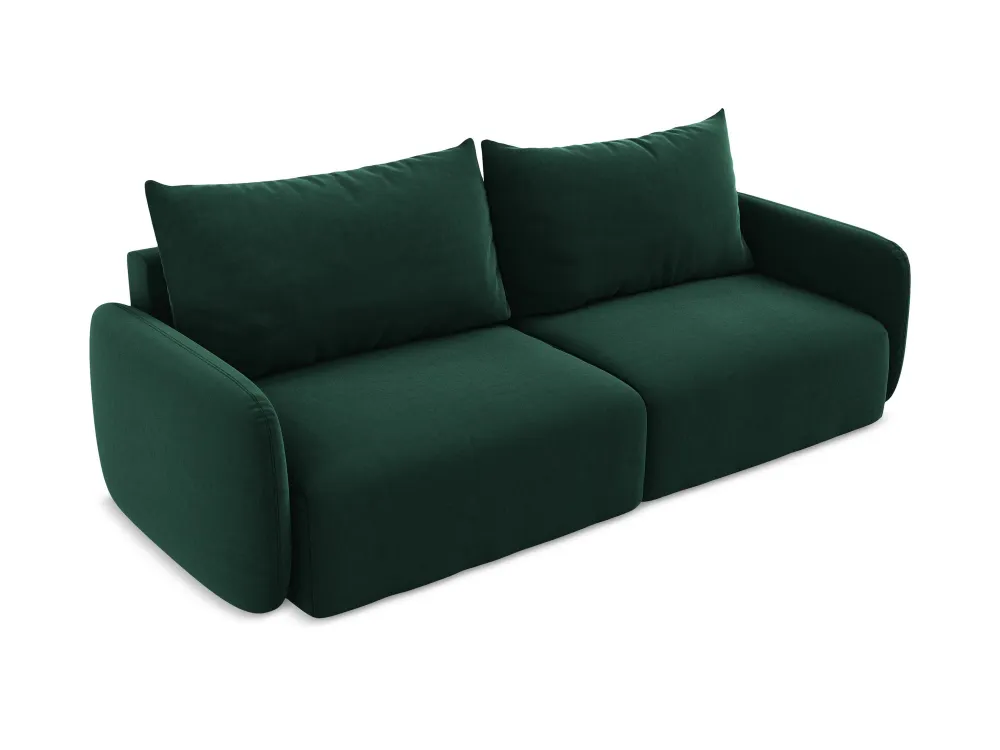 Sofa sametová 3-osobová s funkcí spaní KALENA lahvově zelená