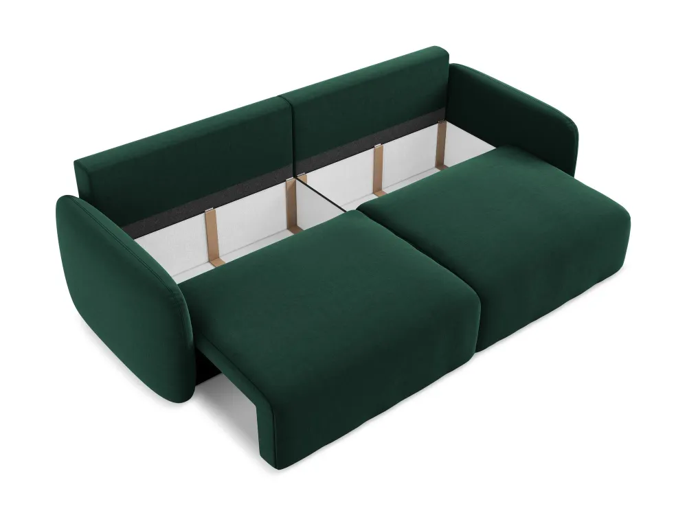 Sofa sametová 3-osobová s funkcí spaní KALENA lahvově zelená